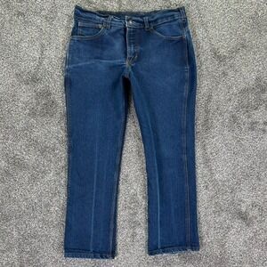 Origin Straight Leg Dark Blue Wash Denim Jean Men No Size Tag Fit 35x28 USA Made